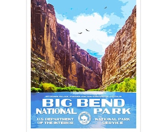 Big Bend National Park WPA-style Poster | 13" x 19" | Texas State Park Gift | Minimalist Texas Poster | Retro Travel Poster | FREE SHIPPING!