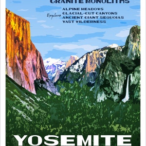 Yosemite National Park Poster WPA style 13 x 19 California Art Mountain Arts Nature Décor Gift Ideas For Hikers image 3