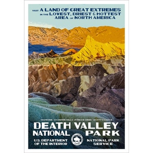 Death Valley National Park Poster WPA-style | Mountain Range Artwork | Southwest Nature Poster | California Desert Wall Art | FREE SHIPPING!