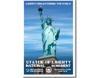 Statue of Liberty National Memorial Poster | Vintage WPA-Inspired Art | USA Patriotic Wall Art | New York City Décor | NYC Tourist Souvenir