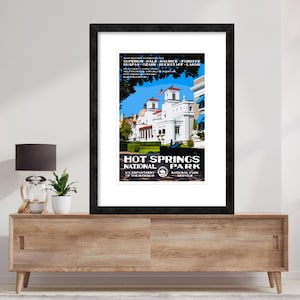 Hot Springs National Park WPA-Style Poster, Arkansas Photography Print Wall Hanging, Hot Springs Vacation Memorabilia, Retro Travel Poster