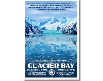 Glacier Bay National Park & Preserve Poster | Outdoor Enthusiast Gift | Alaska Travel Décor | Alaska Souvenir | Coastal Landscape Poster