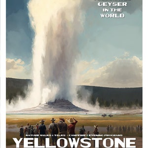 Yellowstone National Park Poster (Old Faithful) WPA Style | 13"x 19" | Geothermal Art | Retro Yellowstone Art | Geysers Art | FREE SHIPPING!