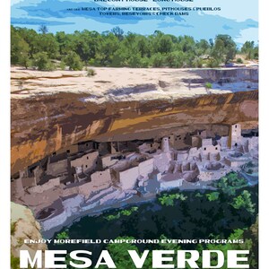 Mesa Verde National Park Poster WPA style 13x19 Mesa Verde Vintage Poster Mesa Verde Artwork Colorado Travel Art FREE SHIPPING image 2