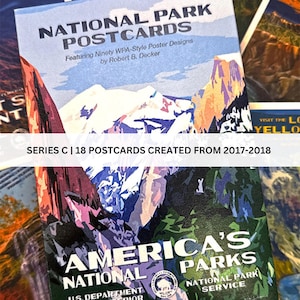 Postales de Parques Nacionales Serie C, Póster Clásico de Parques WPA, Vistas Panorámicas Vintage, Regalo Retro de Viaje a EE. UU., Set de Postales de Naturaleza Coleccionables