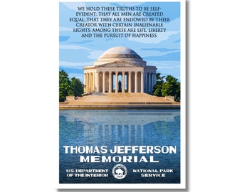 Thomas Jefferson Memorial Poster | Vintage WPA-Inspired Art | Landmark Architecture Print | American History Décor | Gift For History Lovers