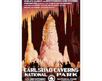 Carlsbad Caverns National Park WPA-style Poster | 13x19" | New Mexico Vintage Poster | Speleological Art | American Wanderlust | Travel Gift