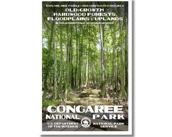 Original Congaree National Park Poster | Vintage WPA-Inspired Artwork | South Carolina Art Print | Eco-friendly Poster | Botanical Art Print