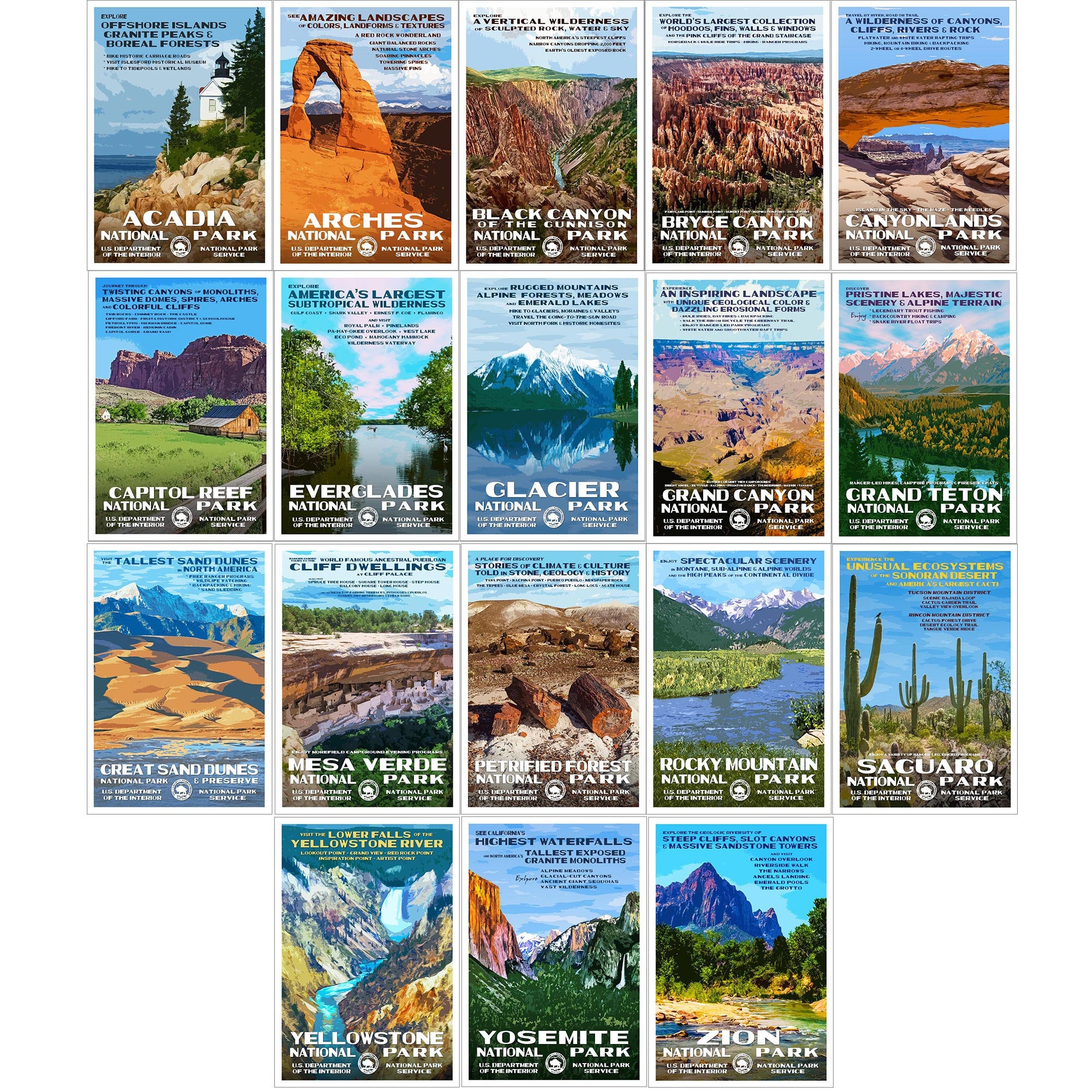 National Park Postcards (Series A) Travel Souvenirs