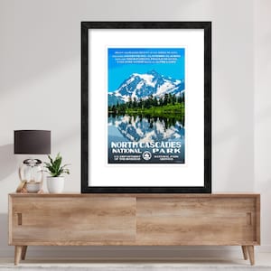 North Cascades National Park Poster Vintage WPA-Inspired Art, Wanderlust Home Art, Pacific Northwest Photography, Rustic Nature Lover Gift