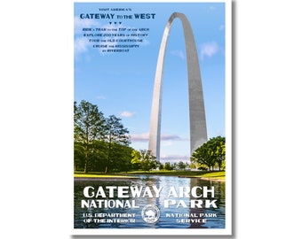 Gateway Arch National Park Poster | Missouri Travel Décor | Minimalist Travel Poster | St. Louis Skyline Silhouette | Urban Vintage Wall Art