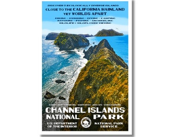 Channel Islands National Park Poster | Seaside Vacation Poster | California Coastal Art | Scenic Hiking Trails Artwork | Nautical Theme Art