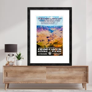 Póster WPA del Parque Nacional del Gran Cañón, impresión fotográfica de viajes a Arizona, obra de arte con paisajes de parques de Arizona, tapiz vintage de conservación natural