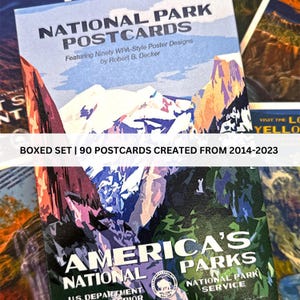 National Park Postcards Boxed Set, 90 WPA Park Postcard Art Collector’s Pack, Vintage Travel Gift Idea, Scenic Nature Postcard Collection