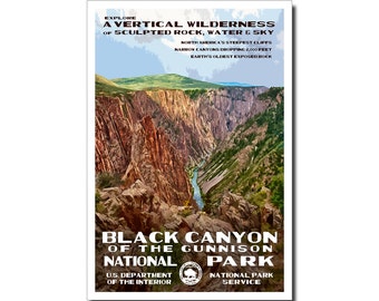 Black Canyon of the Gunnison National Park Poster WPA-style | 13x19" | Rocky Mountain Wall Décor | Colorado Travel Souvenir | FREE SHIPPING!