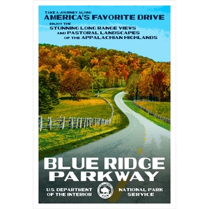 Blue Ridge Parkway WPA-style Poster | 13x19 | Scenic Road Print | Gift For Adventure Enthusiasts | Appalachian Trail Print | Hikers Wall Art