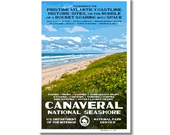 Original Canaveral National Seashore Poster | Vintage WPA-Inspired Artwork | Florida Travel Poster | Coastal Living Room Art | Ocean Print