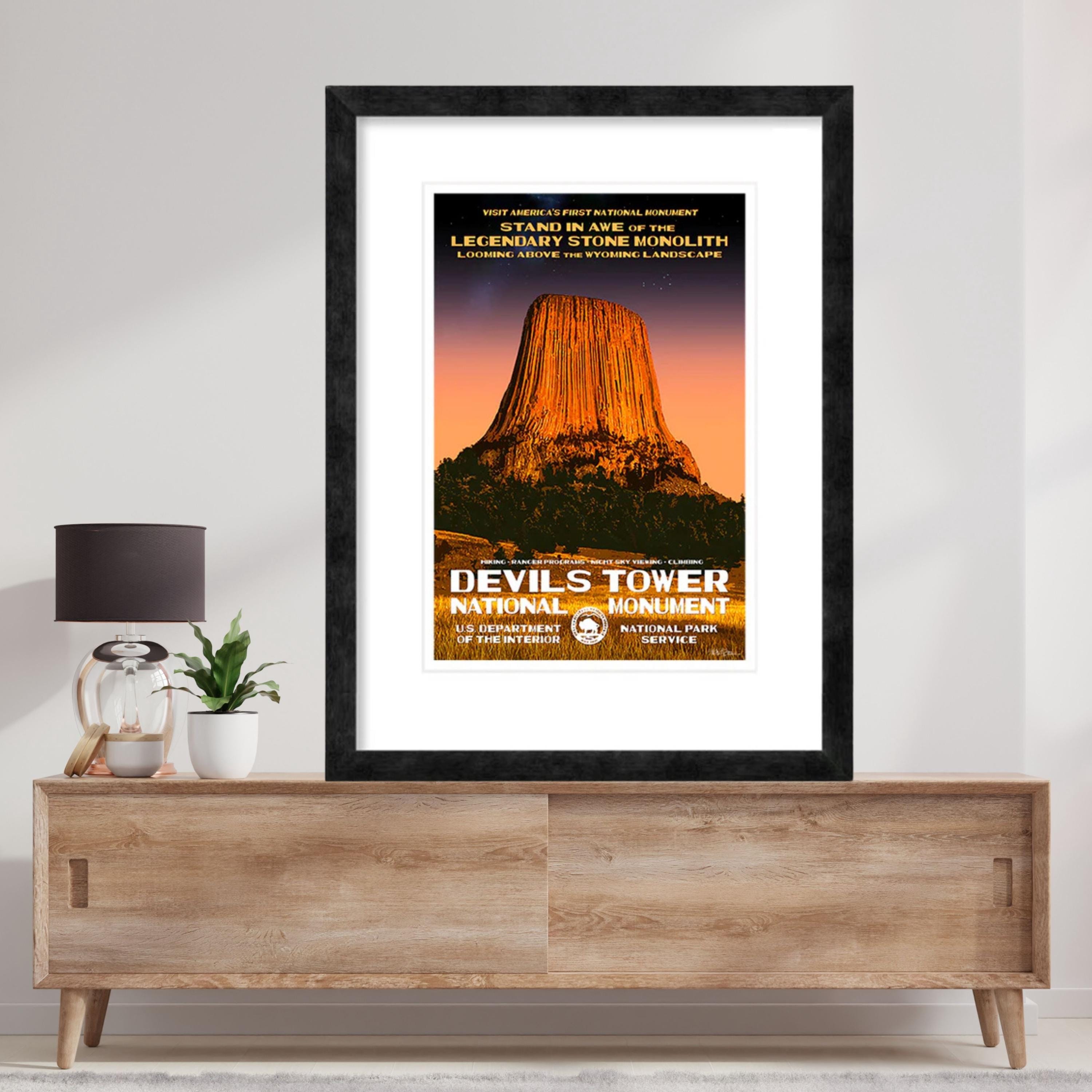 Devil's Tower National Monument Poster, WPA Style Travel Art - Etsy