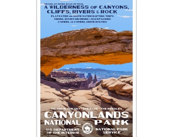 Canyonlands National Park WPA-style Poster | 13x19" | American National Park | Colorado Plateau Art | Outdoor Adventure Art | FREE SHIPPING!