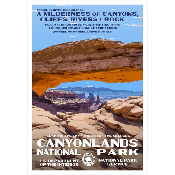 Canyonlands National Park WPA-style Poster | 13x19" | American National Park | Colorado Plateau Art | Outdoor Adventure Art | FREE SHIPPING!