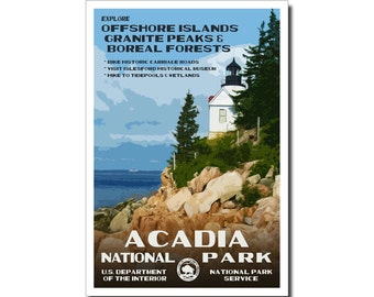 Acadia National Park Poster | WPA Style Poster | 13" x 19" | Maine Tourism | Bar Harbor Photography | Countryside Wall Art | FREE SHIPPING!
