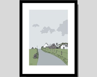 Irish art print, limited edition print, Rural Ireland wall art, Mulranny, County Mayo, fine art giclée print, Irish gift