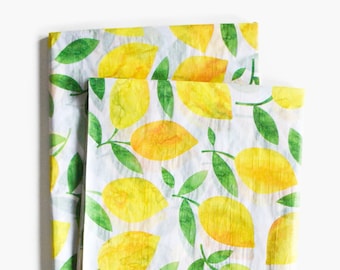 Watercolor Lemon Tissue Paper, Fruit Pattern Gift Wrapping Paper, Summer Gift Wrapping, Branding Stationery, Wedding Favor Bag, Lemon Party