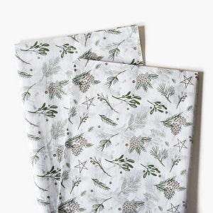 Papel de seda con estampado de piñas y follaje invernal, papel para envolver regalos navideños, suministros para manualidades con patrones navideños modernos