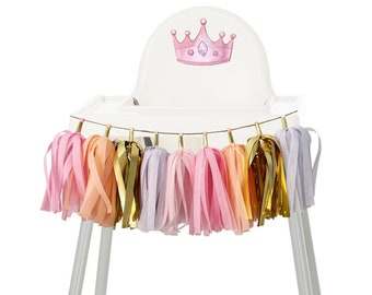 Blush and Purple Princess High Chair Garland, Baby Girl Ballerina First Birthday Cake Smash Decoration, Pink and Peach 1st Birthday Banner