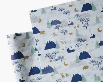 Mountain Life Tissue Paper, Nature and Outdoor Theme Gift Wrapping Paper,  Go Wild Themed Gift Wrap Paper Supplies, Camping Cottage Pattern