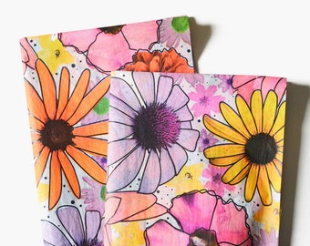 Jumbo Watercolor Flowers Tissue Paper, Groovy Pattern Gift Wrapping Paper, Garden Party Supplies, Flower Themed Gift Wrap Paper Supplies