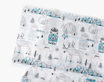 Arctic Life Tissue Paper, Cute Inuit Igloo Pattern Paper, Gift Wrapping Wrap Paper, Holiday Paper, Christmas Craft Supplies, Arctic Animals