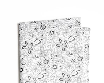 Flower Illustration Tissue Paper, Monochrome Flower Pattern, Gift Wrapping Paper, Christmas Gift Wrap, Holiday Gift Wrap