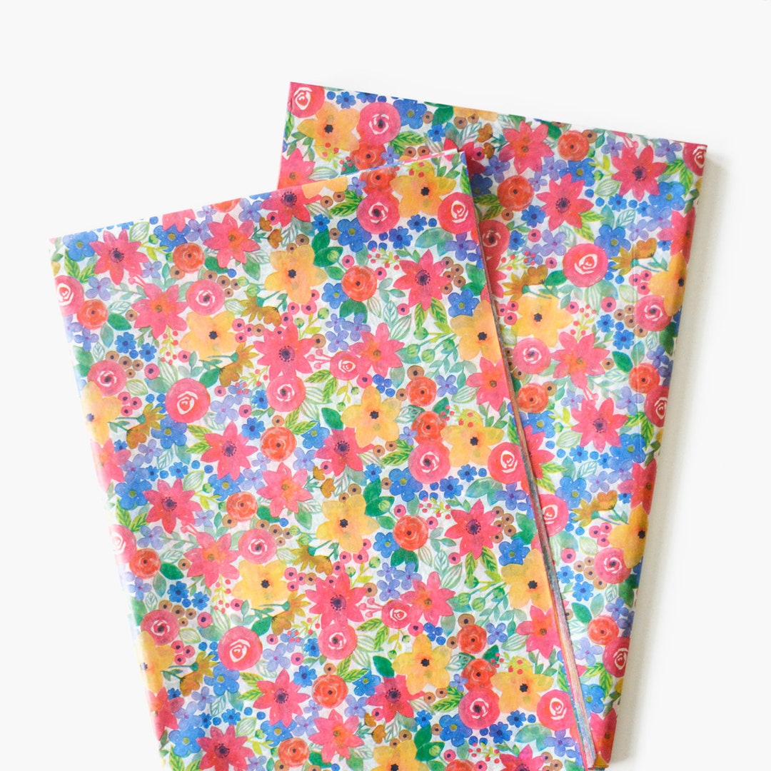 Watercolor Summer Flowers Tissue Paper, Floral Pattern Gift Wrap Paper ...
