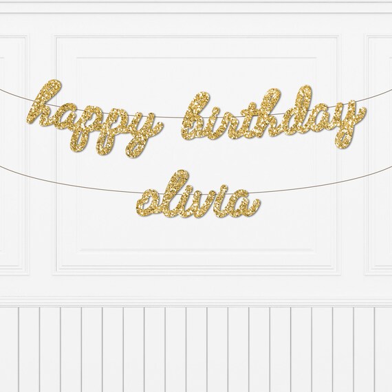 Happy Birthday Personalized Name Letter Banner Custom Cursive - Etsy