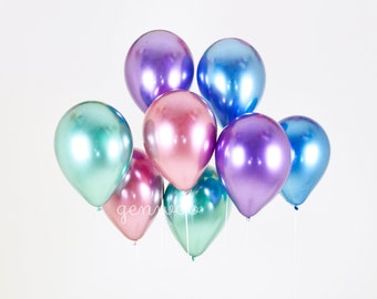 Chrome Balloon Bouquet|Mermaid and Unicorn, Mermaid Party-Unicorn Party-Mermaid Balloon-Bridal Shower-Baby Shower-Mermaid Birthday Party