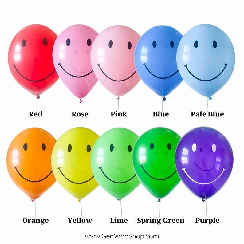 Colorful Latex Smiley Face Balloons 11 Pick Your Colors Smile Balloon Bouquet Decoration Groovy Birthday Baby Shower Party Decorations image 1