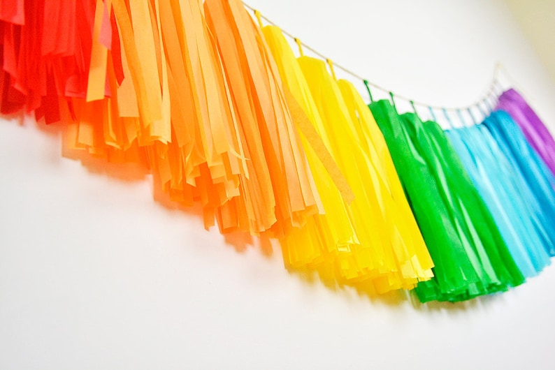 ASSEMBLED Rainbow Tassel Garland, Rainbow Birthday Party, Rainbow Nursery, Gay Wedding, Rainbow Baby Shower, Rainbow Cake Smash, Pride Party image 5