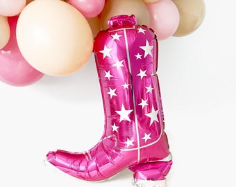 Pink Cowgirl Boot Mylar Balloon 26" - First Rodeo Nashville Bachelorette Party Girls Night Out Nash Bash Let's Go Girls Birthday Party