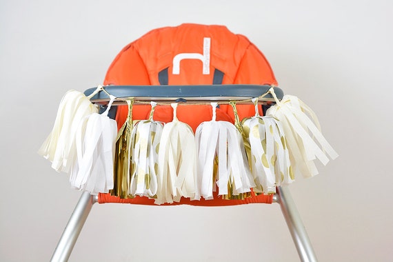Mini White Gold Tassel Garland, High Chair Tassel Garland, Mini Tassel Garland, Cake Smash Prop, First Birthday Garland, Kids Birthday Decor
