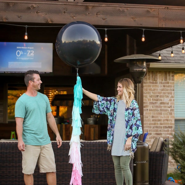 Gender Reveal Balloon | Gender Reveal Ideas  | Gender Reveal Decor | Gender Reveal Banner | Baby Gender Announcement | Balloon Tassels