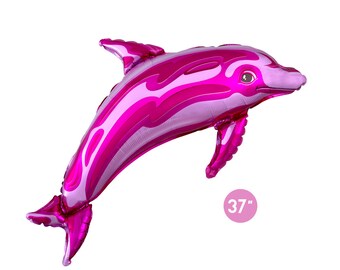 Pink Dolphin Foil Balloon 37-inch, Mermaid Under the Sea Party , Girls Birthday, Ocean Theme Party, Baby Shower, Animal Balloon, Beach Party