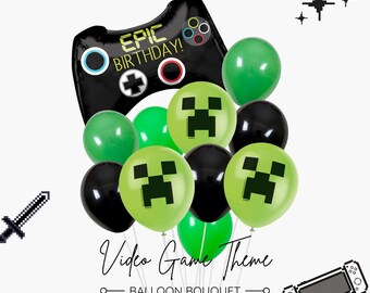 Epic Video Game Balloon Bouquet - Boys Birthday Party Decoration - Game Controller Console Party Decors for Gamers - Teenager Birthday Party