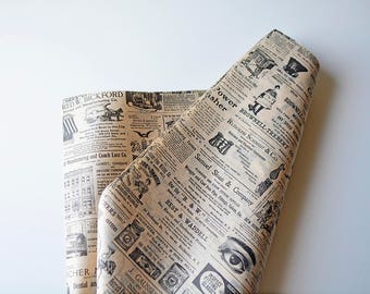 Vintage Newsprint Tissue Paper, Tissue Wrap, Packaging Supplies, Gift Wrapping, Vintage Theme Party Supplies, Party Loop Bags, Welcoming Bag