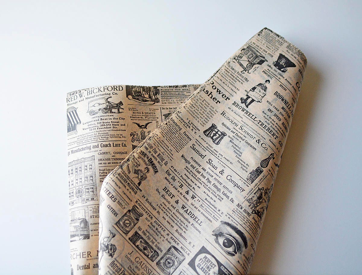 Vintage Newspaper Pattern Tissue Paper 20 x 30 Sheets - 240 / Pack