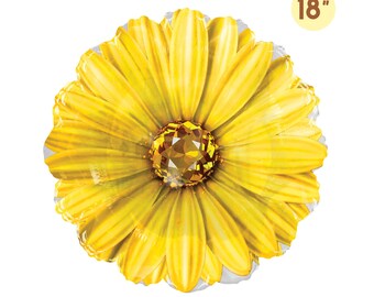 Yellow Daisy Flower Balloon 18-inch | Easter Party Decor | Spring Flower Garden Party Decoration | Mother's Day | Bridal Shower, Baby Shower