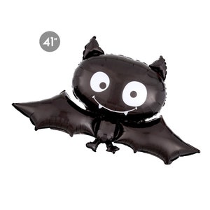 Cute Bat Foil Balloon 41-inch, Halloween Party Decor, Kids Halloween Birthday Balloon, Bat Balloon, Spooky Decoration, Bat Decoration