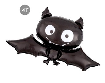 Cute Bat Foil Balloon 41-inch, Halloween Party Decor, Kids Halloween Birthday Balloon, Bat Balloon, Spooky Decoration, Bat Decoration