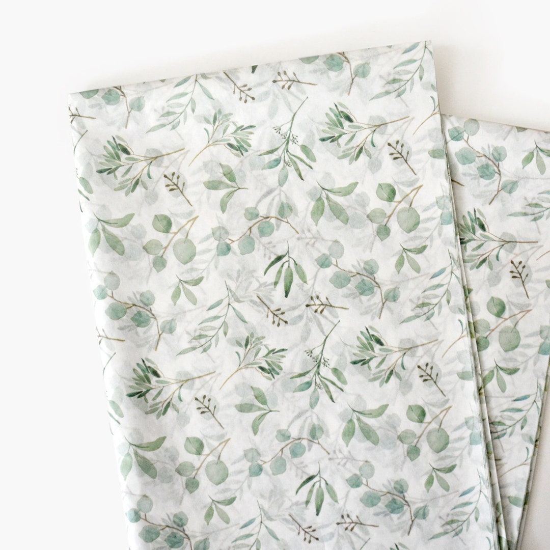 Eucalyptus Greeneries Patterned Tissue Paper, Boho Christmas Holiday Gift Wrapping Paper