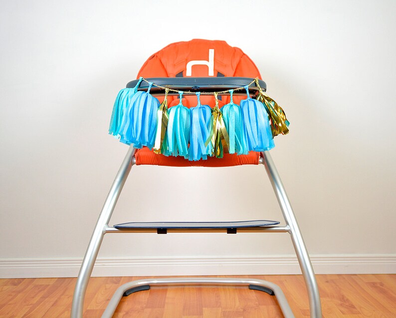 Blue Gold High Chair Tassel Garland Turquoise Garland Blue Etsy